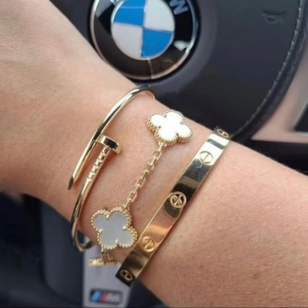 Generic Gold Stainless Steel Screw Cuff Bangle Bracelet with Screwdriver